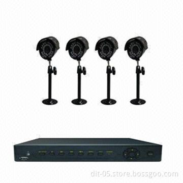 8-channal H.264 CIF/D1 P2P DVR, 4 Indoor/Outdoor Cameras with 420TVL